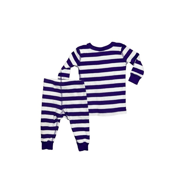 Hanna Andersson Organic Long Purple Striped Pajamas, 3-6 mos (60cm) - Picture 1 of 5